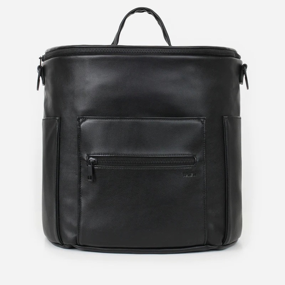 Fawn Design black on black original diaper bag with matching pacifier case